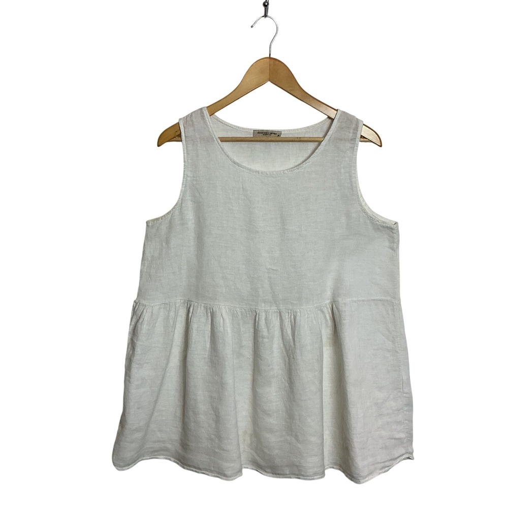 Lightweight Cream Linen Peplum Tank Top